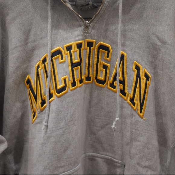 University of Michigan Gray Hoodie with Zipper 2XL - Picture 3 of 5